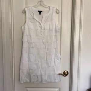 Alfani Petite Ruffled Tiered White Shift Dress